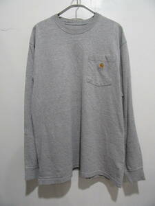 ☆送料無料☆Carhartt☆カーハート☆胸ポケットロンT☆グレー☆長袖Tシャツ☆L☆