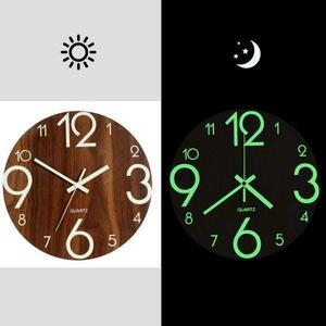 DYL091#木製 ナチュラルな時計 エレガント 発光 夜光 掛け時計 家の装飾 寝室用 子供部屋用