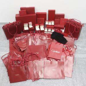 ITHNSMUGBW1K 即決 本物 Cartier カルティエ 箱 ボックス 31個 アクセサリー リング ケース 保存袋 リボン 冊子 ショッパー 紙袋 81枚