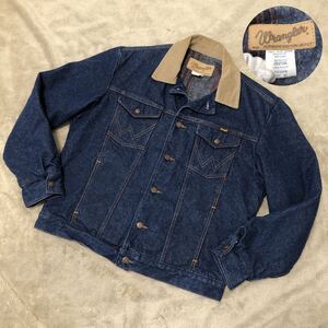 名作★美品 wrangler ラングラー デニムジャケット Gジャン USA製 14oz サイズ40 襟コーデュロイ ブランケット 74260PW 