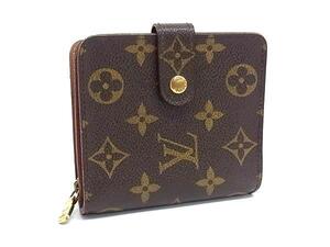 1円 ■美品■ LOUIS VUITTON ルイヴィトン M61667 モノグラム コンパクトジップ 二つ折り 財布 ウォレット 小銭入れ ブラウン系 FL1059