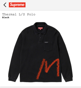 【新品正規】黒 M / 23aw supreme Thermal L/S Polo LS polo BLACK / シュプリーム サーマル ロンT ポロシャツ 23fw