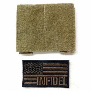 米軍・MOLLE K-BARアダプター流用「ベルクロ・パッチ・ベース（オマケパッチ付）」コヨーテ・デッドストック/未使用品ベース？・即決