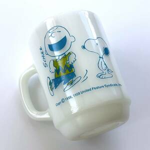 【Vintage】Fire-King マグカップ SNOOPY スヌーピー チャーリーブラウン I FEEL STRANGELY CONFIDENT TODAY ファイヤーキング MADE IN USA