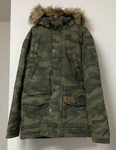 Carhartt カーハート フェイクファー中綿 ジャケット カモフラ JACKET size S アメカジ ワーク 迷彩 ミリタリー