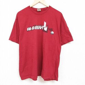 XL/古着 オールドネイビー OLD NAVY 半袖 Tシャツ メンズ ビッグロゴ 大きいサイズ コットン クルーネック エンジ 24apr15