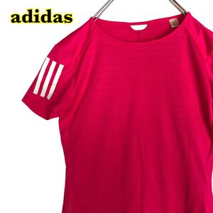 adidas アディダス　半袖Tシャツ　濃ピンク　無地　レディース　Mサイズ　【AY0719】