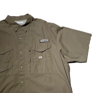 希少 90s ビンテージ Columbia PFG ショートスリーブ フィッシングシャツ コロンビア アウトドア カーキ 1990年代