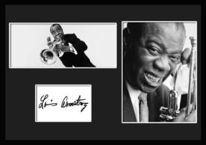 10種類!Louis Armstrong/ルイ・アームストロング/ジャズ/サッチモ/サインプリント&証明書付きフレーム/BW/モノクロ/ディスプレイ(5-3W)