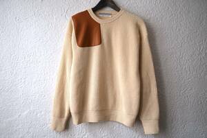 19AW Shoulder Patch 1 Yarn Camel Sweater ベビーキャメルショルダーパッチニットセーター / CristaSeya(クリスタセヤ)