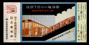 地下鉄開通50周年記念乗車券　三越前駅発行　昭和52年　帝都高速度交通営団（営団地下鉄）