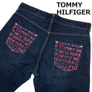 TOMMY HILFIGER バックプリント デニム sizXL (約99cm W38相当) バック プリント 大きいサイズ トミーヒルフィガー デニム パンツ ジーンズ