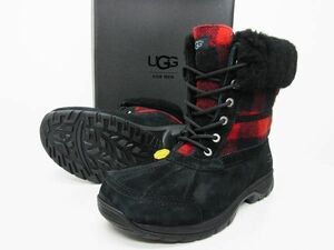 正規★UGG アグ★M BUTTE エムビュートショートブーツVibram US9 27cm【1019681-RDWD-09】ブラック黒レッド赤【本物保証】ムートンシューズ