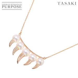 タサキ TASAKI デインジャー ファング アコヤ真珠 7.2-7.0mm ダイヤ 0.09ct ネックレス 45cm K18 PG 750 田崎真珠 Necklace 90254258