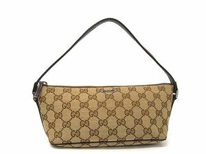 1円 ■美品■ GUCCI グッチ 141809 シェリーライン GGキャンバス×レザー ワンハンドルバッグ ミニバッグ ポーチ ブラウン系 AY6958