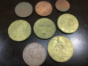 EUROユーロ硬貨8枚　50CENT(2000年)、20CENT(1999年、2002年、2009年)、5CENT(2008年)、2CENT、1CENT ヨーロッパのもの　