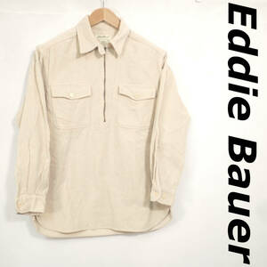 M035 Eddie Bauer　エディーバウアー ハーフジップアップコットンジャケット　Sサイズ　薄いクリーム色