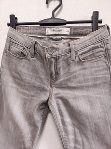 Abercrombie&Fitch★アバクロンビー＆フィッチ★W26★PERFECT STRETCH★パーフェクトストレッチ★スキニーデニム★ライトグレー