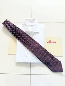 ■ 新品 Brioni ブリオーニ 定価 4万0,700円 永久定番 パープルボルドー シルク タイ ネクタイ スーツ マリネッラ kiton 46 シャルベ zilli