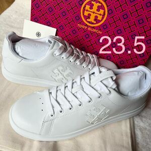 定番人気◇ToryBurch レザースニーカー DOUBLE T HOWELL COURT 23.5cm US6.5 トリーバーチ レディース 白 ホワイト