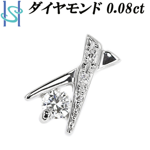 ダイヤモンド ペンダントトップ 0.08ct Pt900 クロス 送料無料 美品 中古 SH105553