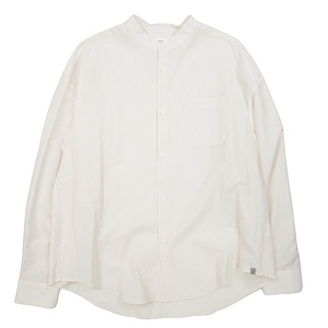 極美品 22ss ビズビム VISVIM INGALL II SHIRT L/S ウールリネン バンドカラー シャツ 長袖 ブラウス 3 オフホワイト 0122105011004/■V83