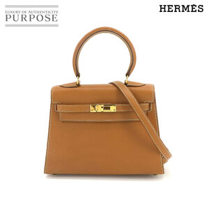 エルメス HERMES ミニケリー 2way ハンド ショルダー バッグ クシュベル エプソン ゴールド 〇W刻印 外縫い 90228076