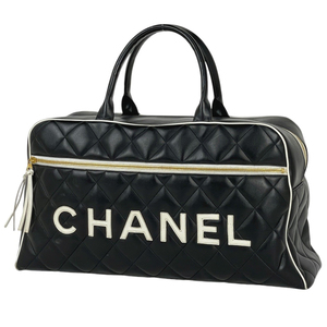 シャネル CHANEL ロゴ マトラッセ ボストンバッグ ハンドバッグ ボストンバッグ レザー ブラック A05943 レディース 【中古】