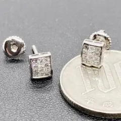 本物 0.37ct ダイヤモンド 14k WG ホワイトゴールド ピアス 2個