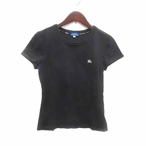 バーバリーブルーレーベル BURBERRY BLUE LABEL Tシャツ カットソー ワンポイント 半袖 38 M 黒 ブラック /YK レディース