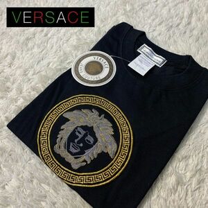 GIANNI VERSACE ジャンニ ヴェルサーチ レディース 半袖 Tシャツ 黒 メデューサ 刺繍 新品タグ付き DB040