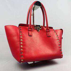 即決 VALENTINO GRAVANI ロックスタッズ レザー トートバッグ ピンク ヴァレンチノガラバーニ レディース