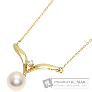 MIKIMOTO ミキモト パール 真珠 1P ダイヤモンド ネックレス K18イエローゴールド レディース 中古