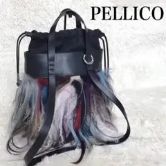 美品 PELLICO 2way ファー タッセル ショルダーバッグ ハンドバッグ