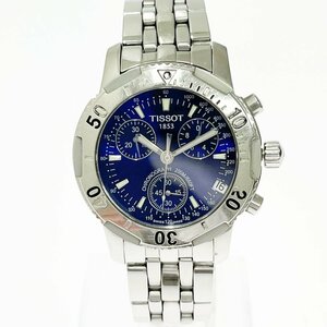 【1円スタート】TISSOT ティソ T362/462 クロノグラフ SS ネイビー文字盤 クオーツ メンズ腕時計 327376