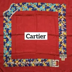 美品 ★Cartier★ スカーフ 大判 ベルト ビジュー パンテール レッド