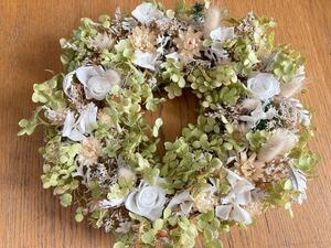 Handmade◆ハンドメイド◆ドライフラワー◆プリザーブドフラワー◆リース◆アナベル＊ローズ◆壁掛け◆壁飾りbotanical wreath＊＊＊