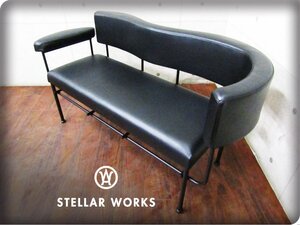 新品/未使用品/STELLAR WORKS/高級/FLYMEe/Cotton Club Lounge Chair Two Seater(1988)/Carlo Forcolini/牛革/ブラック/442,200円/ft8559m