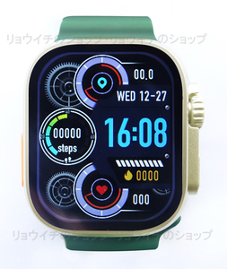 送料無料 Apple Watch 代替品 2.19インチ 大画面 S9 Ultra スマートウォッチ グリーン 通話 音楽 多機能 健康 スポーツ 防水 血中酸素 血圧