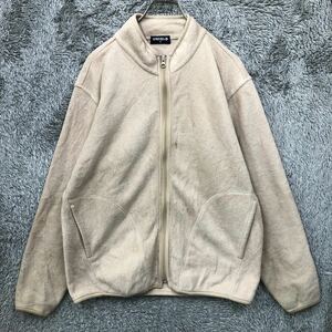 old UNIQLO オールドユニクロ フリースジャケット ジップアップ ハイネック サイズM ベージュ 無地 メンズ トップス 最落なし（M6）