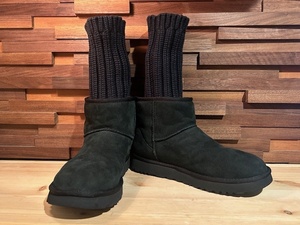 ♪送料無料★sacai × UGG★ムートンブーツ★Layered Knit Mouton Boots★レイヤードニット★CLASSIC SHORT★S/N 1102989★黒★US9(26cm)★