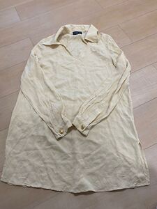 GUCCI グッチ 長袖 トップス シャツ 薄手 薄黄色 ベージュ レディース 綿 100% 服 古着 サイズ40 