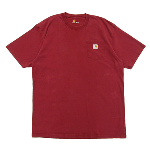 古着 カーハート CARHARTT ポケットTシャツ ワインレッド サイズ表記：XL　gd80659