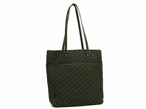 1円 ChristianDior クリスチャンディオール トロッター キャンバス×レザー トートバッグ ショルダー 肩掛けかばん ブラック系 BI6245