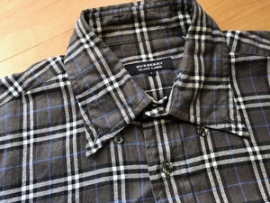 レア 良品 BURBERRY BLACK LABEL バーバリーブラックレーベル 長袖 シャツ チェック メインカラーグレー 綿100％ サイズ1 S~M相当 メンズ