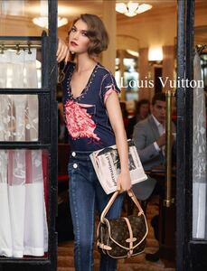 LV.12.13 Resort 国内正規美品■Louis Vuitton / ルイ・ヴィトン_半袖ブラウス/シャツ スタッズ パリプリント・navy ランウェイ・S