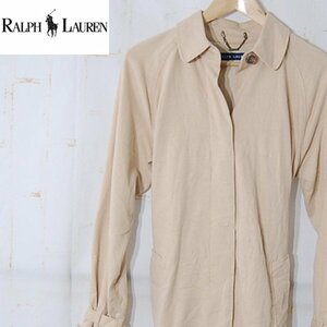 ラルフローレン RALPH LAUREN■麻混コットンロングコート■L■アイボリー系 ※NK4328209