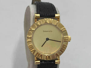 TIFFANY＆Co ティファニー アトラス L0630 20-017 ケースK18 クォーツ ベルト劣化有り 腕時計