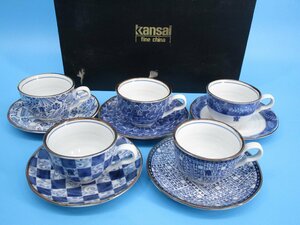 未使用　山本寛斎　カンサイ　kansai　ティーカップ　＆　ソーサー　fine china 5客セット　現状品　（池　TS91