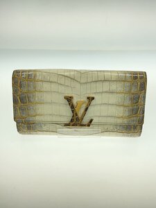 LOUIS VUITTON◆長財布/クロコ型押し/フェード/ホワイト/レディース//